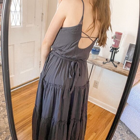 Free People Tiered Maxi Dress in Dark Grey XS - Picture 2 of 8